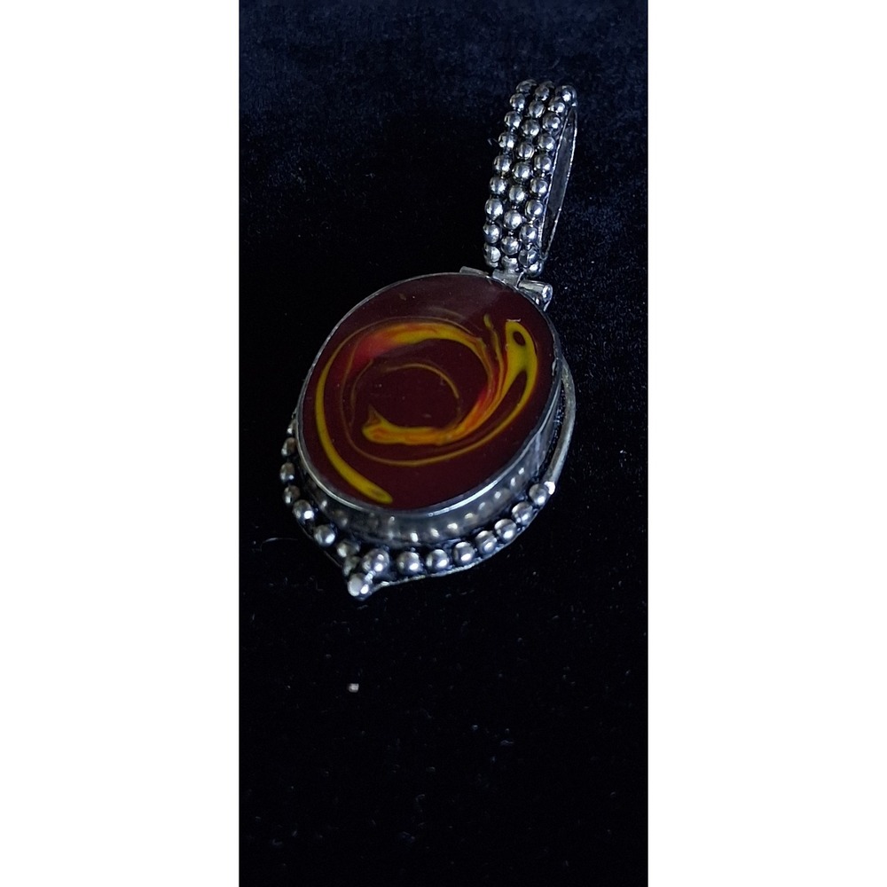 NOREENA JASPER Cabochan PENDANT AUSTRALIA 925 Sterling Silver - Picture 2 of 5